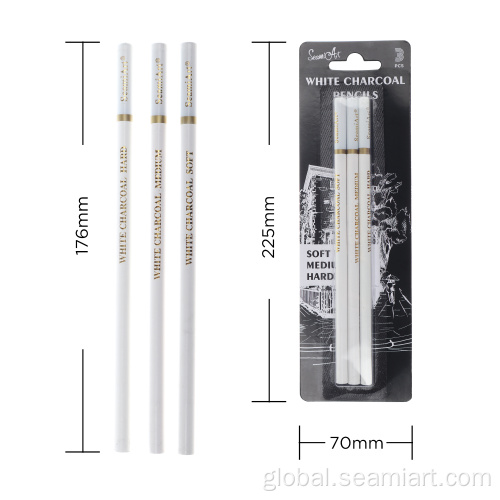 Drawing Natural Color Pencil 3pcs White charcoal pencil wooden set Supplier